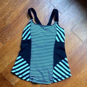 Lululemon Athletica Work it out Mint Green/Black tank top Size:6